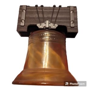 Vintage Avon The Liberty Bell Amber Glass Decanter Oland After Shave 5oz Empty